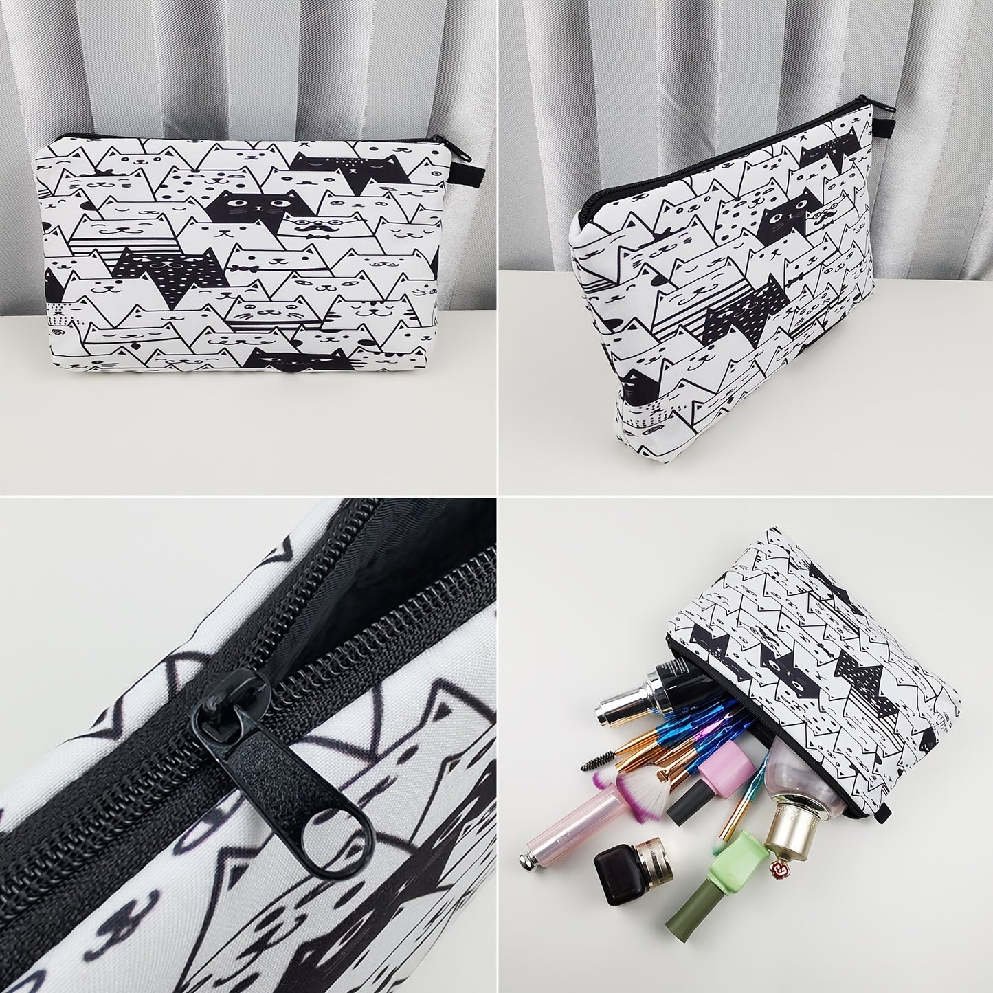 Stylish Butterfly Pattern Makeup Bag - Foldable Cosmetic Bag with Zipper for Toiletries and Travel