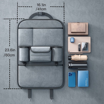 Upgrade Your Car with this Premium Car SeatBack Organizer - Kick Mats, Protector & Cup Holder!