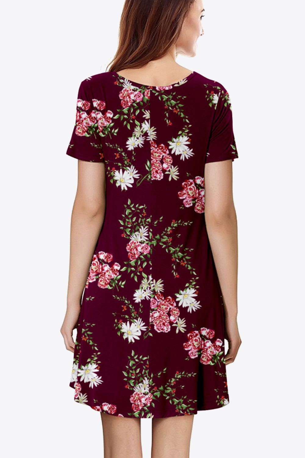 Floral Round Neck Short Sleeve Dress