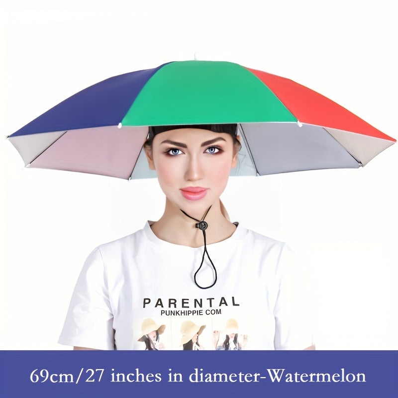 Stay Protected from the Elements with this Lightweight Hat Umbrella - 27in/69cm Diameter, Dual-use for Rain or Shine!