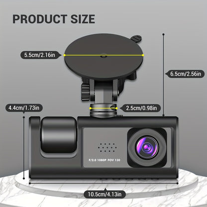 2-In-1 1080P Dash Cam For Cars: IR Night Vision, Loop Recording, 2 IPS Screen - Car DVR Camera