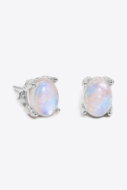 Natural Moonstone 4-Prong Stud Earrings