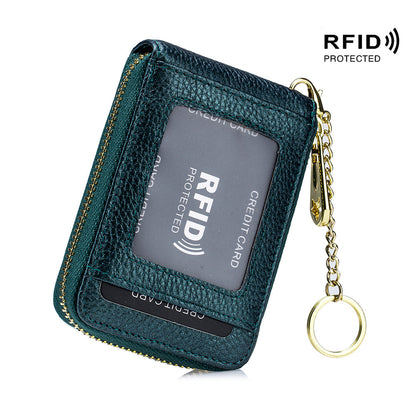 Porte-cartes de crédit RFID élégant – Portefeuille multi-compartiments avec étui à cartes simple à fermeture éclair 