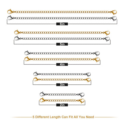 10pcs Necklace Extender Chain - Double Headed Lobster Clasp Jewelry Extender Chain - Gold Silver Bracelet Anklet