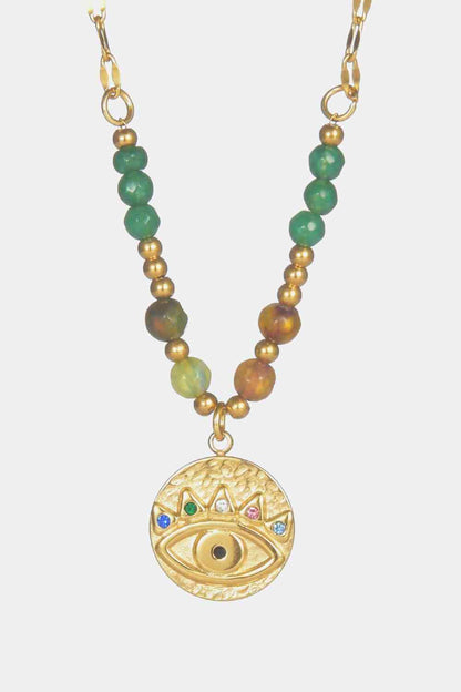 Collier pendentif plaqué or 18 carats Evil Eye Design