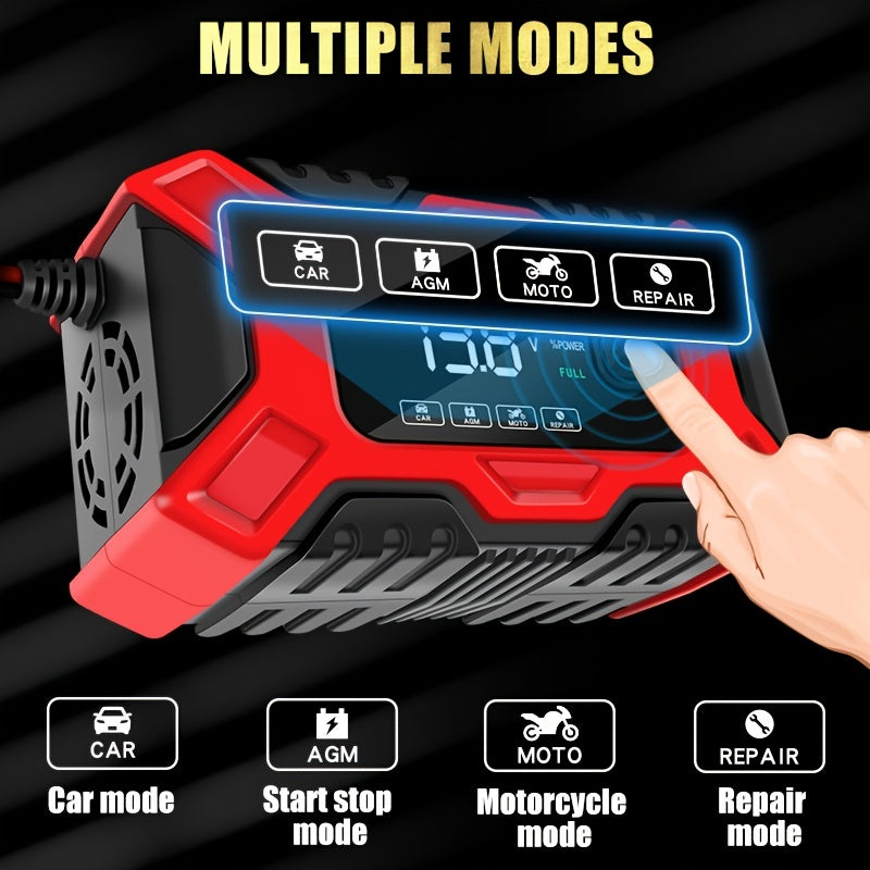 6A Intelligent Car Battery Charger with LCD Screen, Impulse Repair, Summer & Winter Modes - Fully Automatic & Efficient!