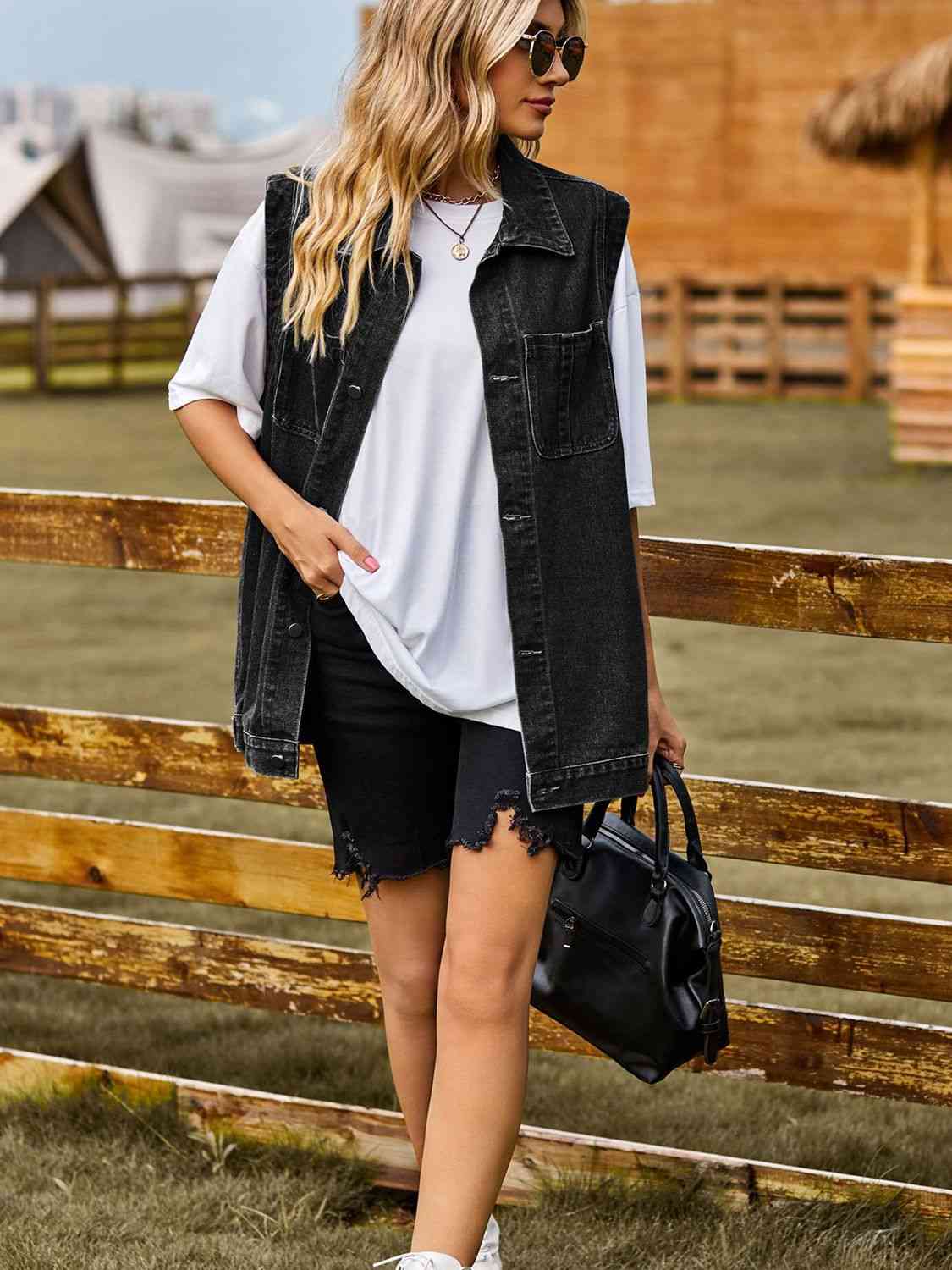 Gilet en jean boutonné