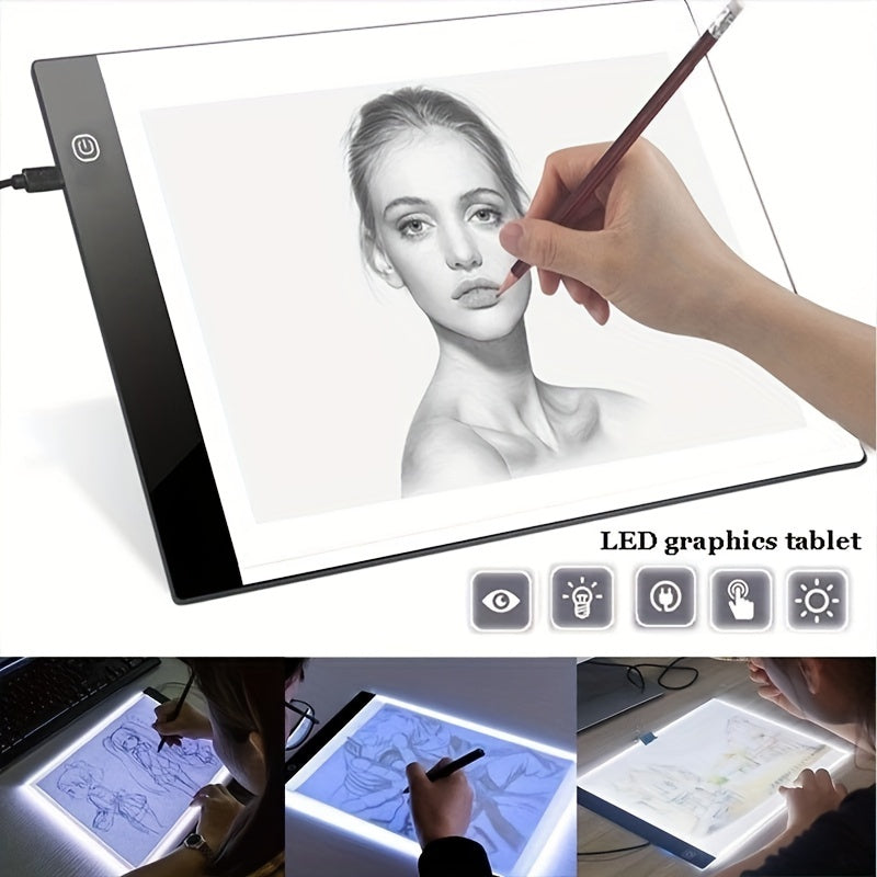 1pc A4 LED Light Pad Drawing Copy Board For DIY Diamond Painting Kits, USB Powered Light Pad, Adjustable Brightness With Detachable Stand And Clips