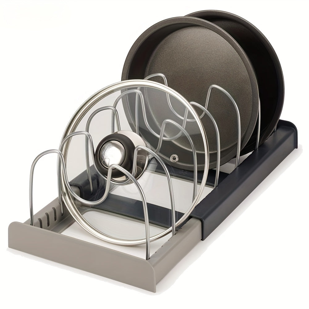 Estante de almacenamiento de acero inoxidable expandible, soporte organizador de cocina para tapa de olla, tabla de cortar, organizador de utensilios de cocina de secado, 1 ud. 