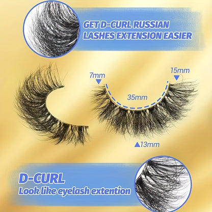 10 pairs Fluffy, Thick, and Natural-Looking False Eyelashes with Clear Bands - Perfect for Daily Wear and Parties