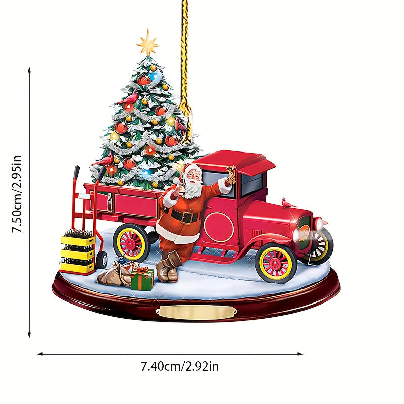 1pc Christmas Bus Pendant - Add a Festive Touch to Your Car or Home Decor!