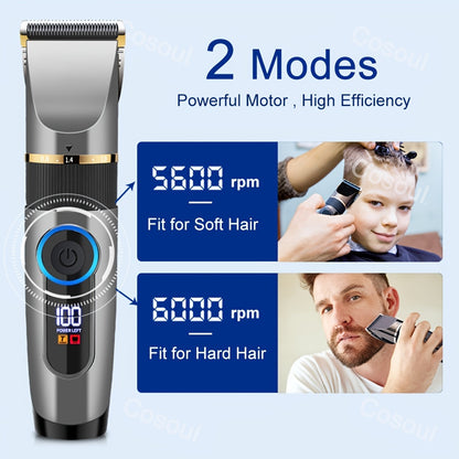 Waterproof Electric Hair Clipper with LED LCD Screen and Charging Model for Men and Husbands