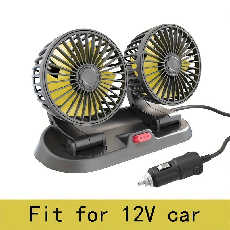 Universal Rotatable Vehicle Fan for Trucks, Cars, and Touring Cars - Dual Head USB Fan with 12V and 24V Compatibility - Provides Powerful and Efficient Cooling on the Go