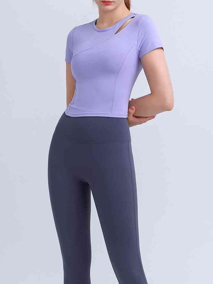 Round Neck Short Sleeve Active Top