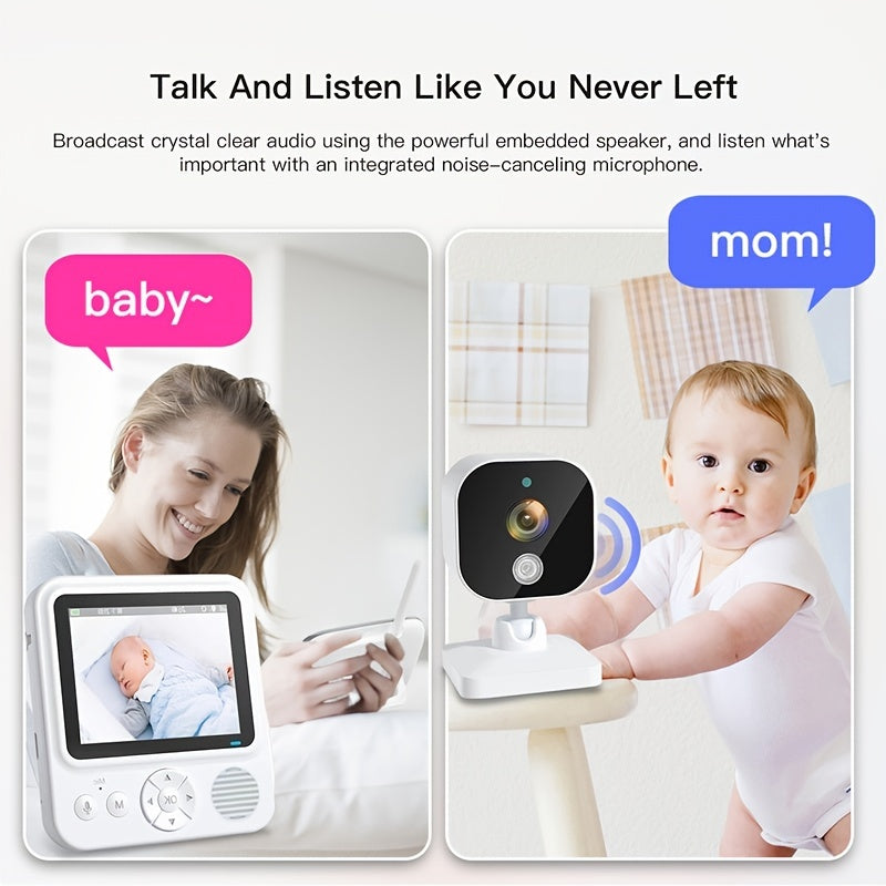 1080P 3.0 Inch HD Video Baby Monitor Camera: Real-Time Monitoring, Two-Way Talk, Temperature Display, and Cry Alarm - No APP or Playback Function