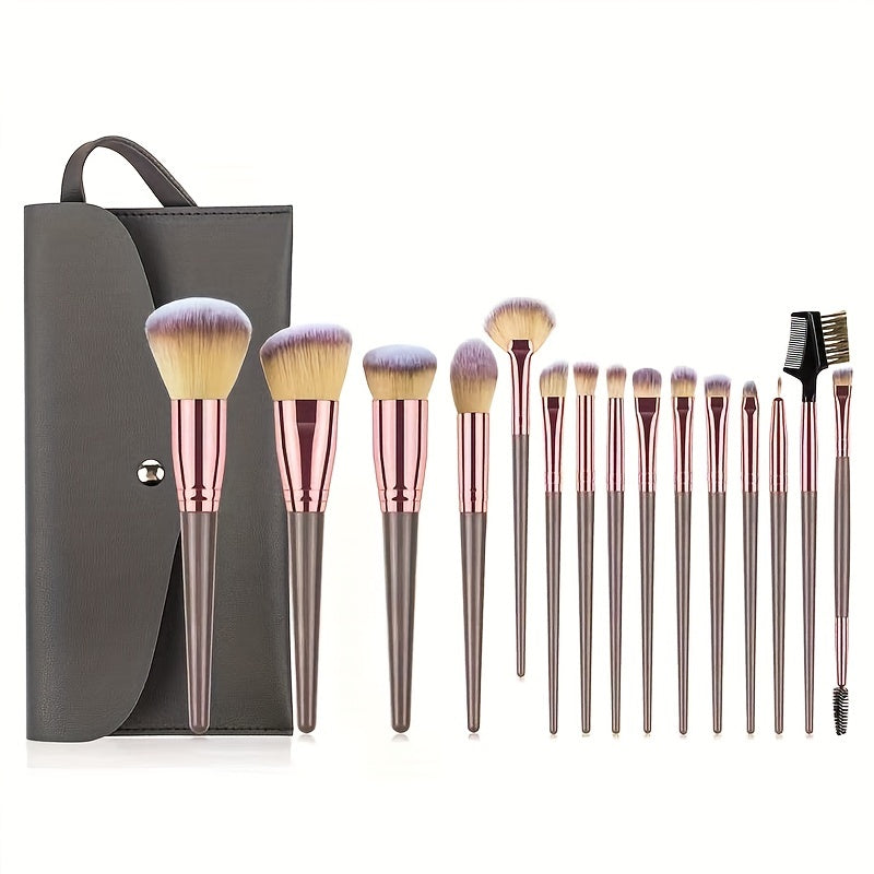 15-Piece Professional Makeup Brush Set: Perfect for Foundation, Eyelash, Eyebrow, and Eyeshadow Cosmetics!