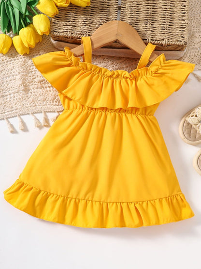 Baby Girl Frill Trim Ruffle Hem Dress