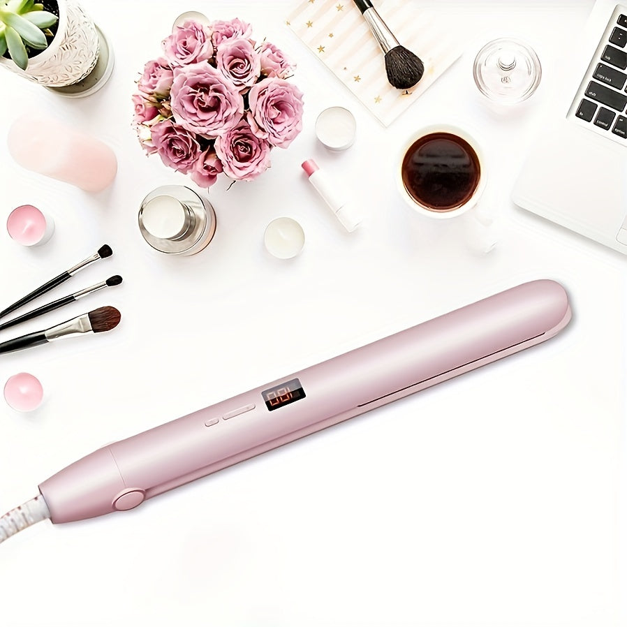 The Ultimate Hair Styling Tool: 2-in-1 Hair Straightener & Curler with LCD Display and 17 Temperature Settings!