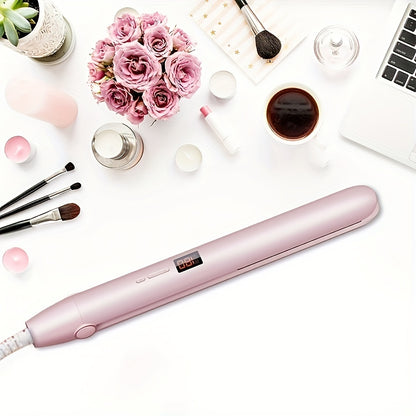 The Ultimate Hair Styling Tool: 2-in-1 Hair Straightener & Curler with LCD Display and 17 Temperature Settings!