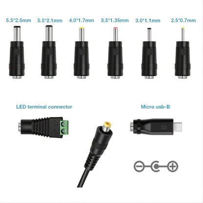 30W Universal Multi Voltage Fast Charger, 3-12v Adjustable Adapter, With 6 Optional Adapter Plugs, Suitable For 3V To 12V Most Small Household Appliances