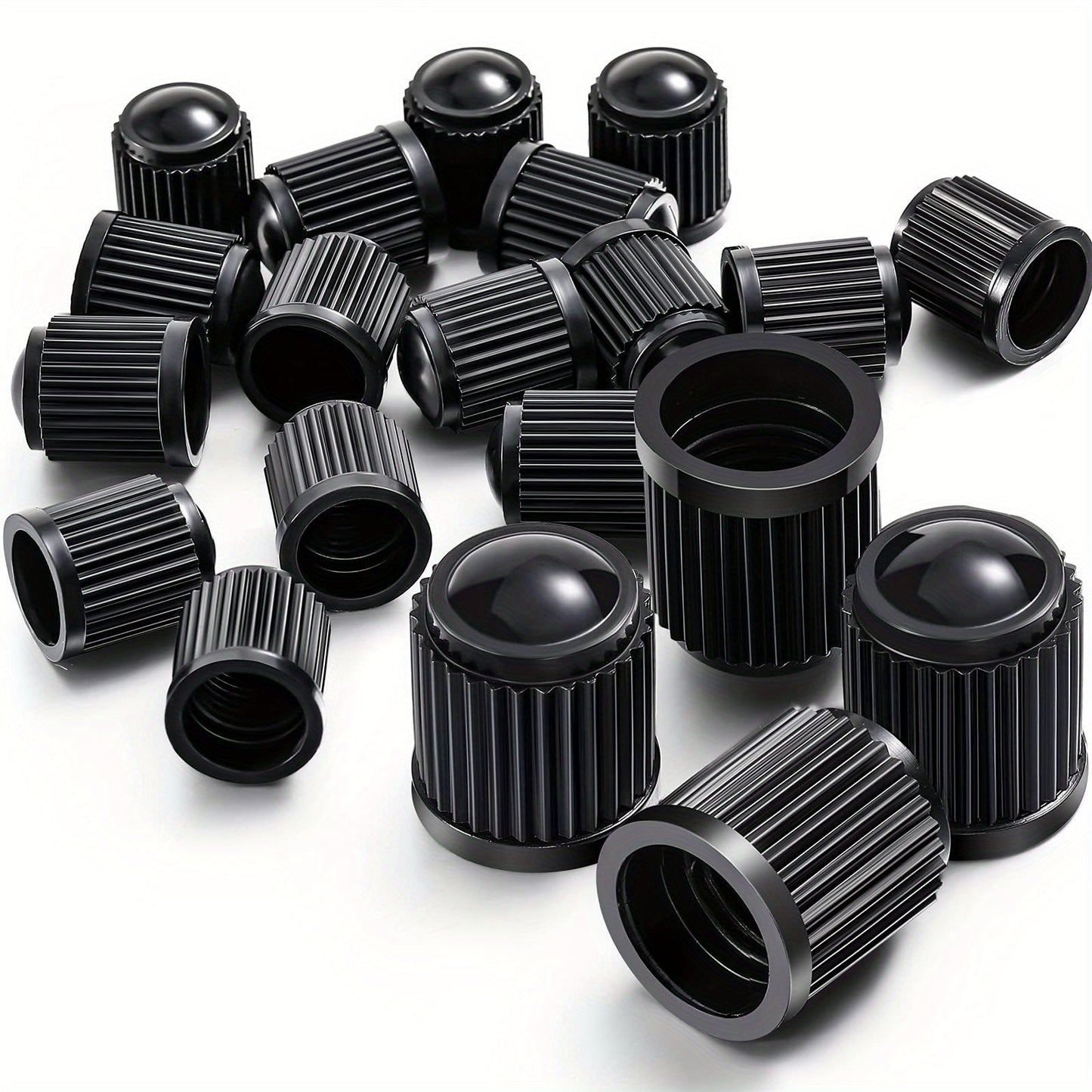 50 PCS Universal Tire Stem Valve Caps - All Black - Heavy Duty Airtight Seal For Cars, SUVs, Bikes & Motorcycles