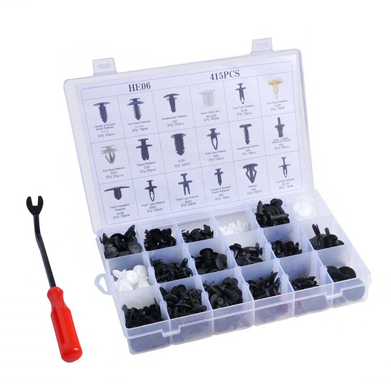 415 Pcs Car Body Retainer Clips Set Tailgate Handle Rod Clip & Fastener Remover 18 Sizes Auto Push Pin Rivets Set -Door Trim Panel Clips