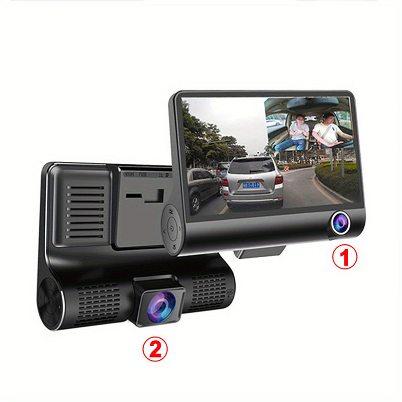 3-in-1 Car Dash Cam: 3.8 Video Recorder with 3 Cameras for Maximum Road Safety