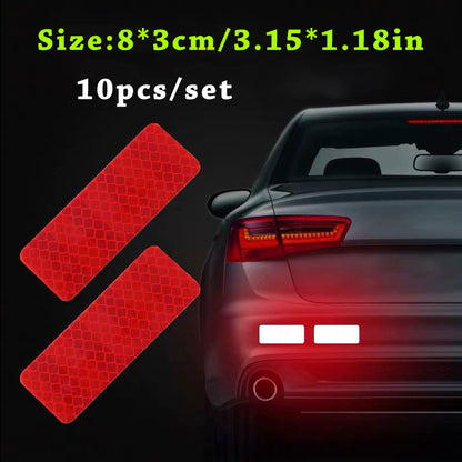 10pcs/Set Car Truck Bumper Safety Reflective Warning Strips - Night Driving Secure Reflector Sticker for Auto Exterior Decals & Car Styling