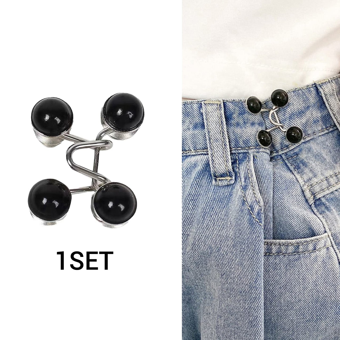 1 Set Of Pant Waist Tightener Instant Jean Buttons For Loose Jeans Pants Clips For Waist Detachable Jean Buttons Pins No Sewing Waistband Tightener