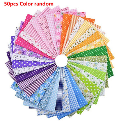 50pcs 3.9*3.9in Floral Printed Top Cotton Fabric Bundle Squares Quilting Sewing Patchwork Cloths DIY Scrapbooking Craft