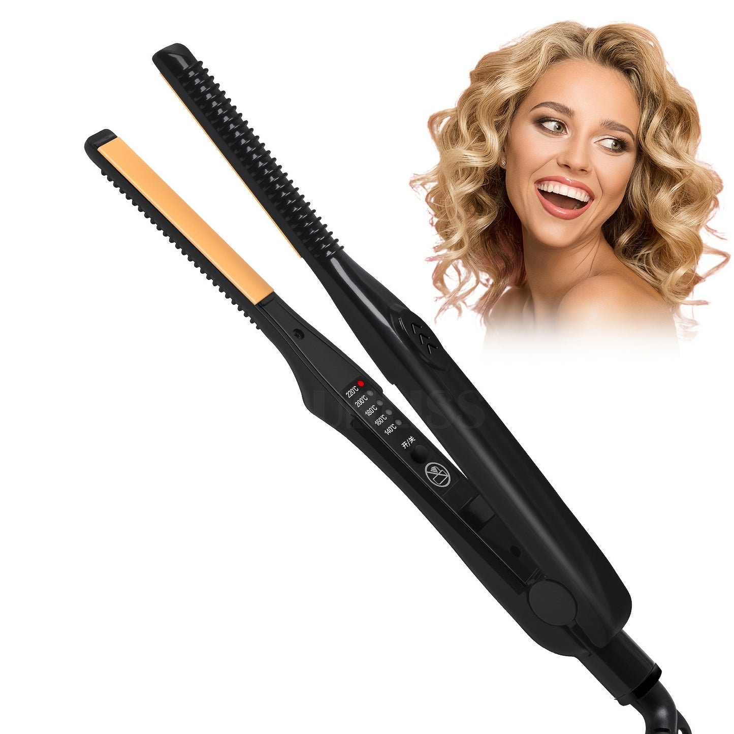 2-in-1 Professional Mini Hair Straightener and Curler - Small, Thin Plate for Effortless Styling and Straightening