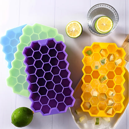 37 Lattice Food Grade Silicone Ice Cube Maker Mould With Lids - Easily Removable Mould for Ice Cream, Candy, Cocktails & More - BPA-FREE & Perfect for Parties!