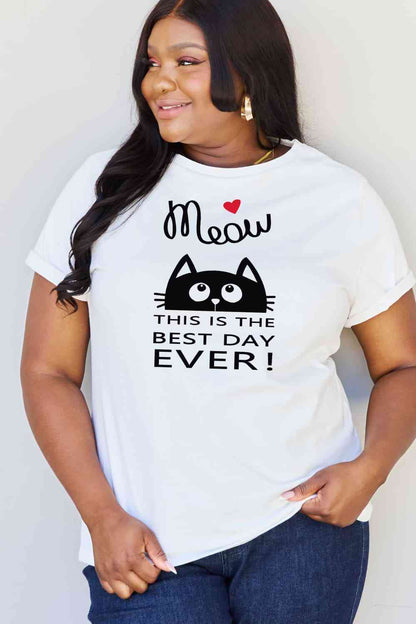 J'adore simplement MEOW en taille réelle, C'EST LE MEILLEUR JOUR DE JAMAIS ! T-shirt graphique en coton