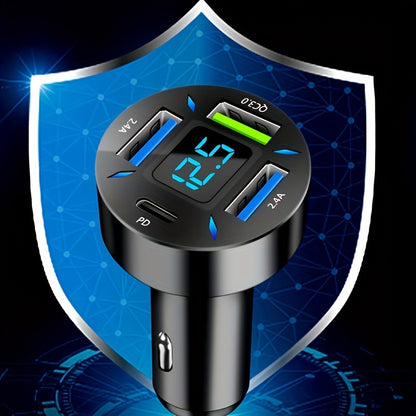 66W PD20W QC3.0 Super Fast Car Charger: Charge Your Devices Faster Than Ever With Digital Display!