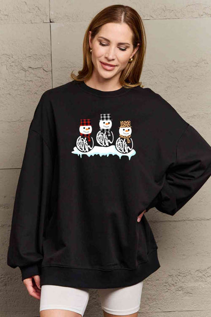 Simply Love Full Size Snowmen Graphic Sweatshirt