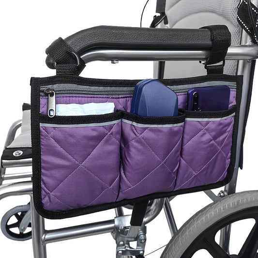 Wheelchair Armrest Organizer Bag, Wheelchair Travel Accessories Storage Pouch With Pockets