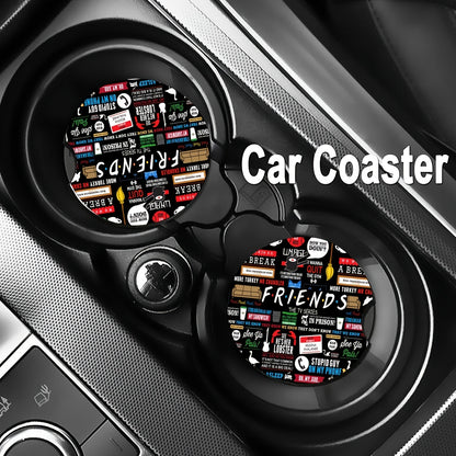 2 Pack 2.56 Ceramic Car Coasters - Keep Your Cup Holders Clean & Dry with Finger Slot & Cork Back Accessories!