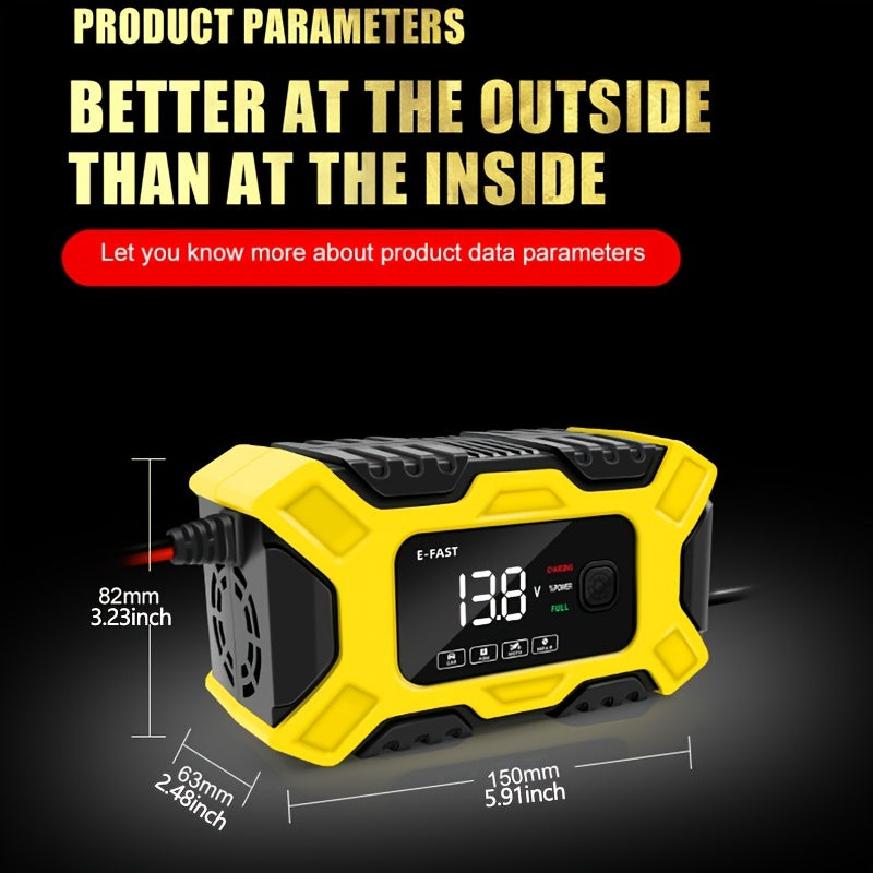 6A Intelligent Car Battery Charger with LCD Screen, Impulse Repair, Summer & Winter Modes - Fully Automatic & Efficient!