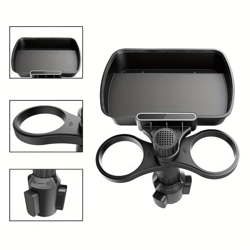 360° Adjustable Car Cup Holder Tray - Perfect for Organizing Drinks & Food on the Go!