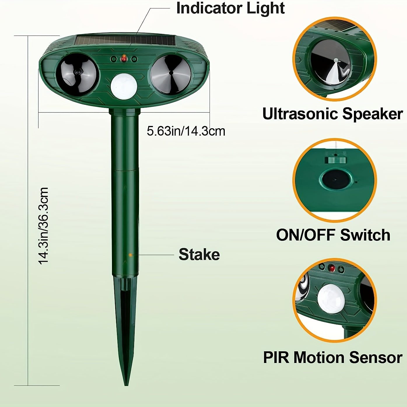 Ultrasonic Animal Repeller, Solar Powered Animal Repellent, Waterproof Animal Deterrent Devices Outdoor Repels Cat, Dog, Fox, Derrent, Rat, Etc