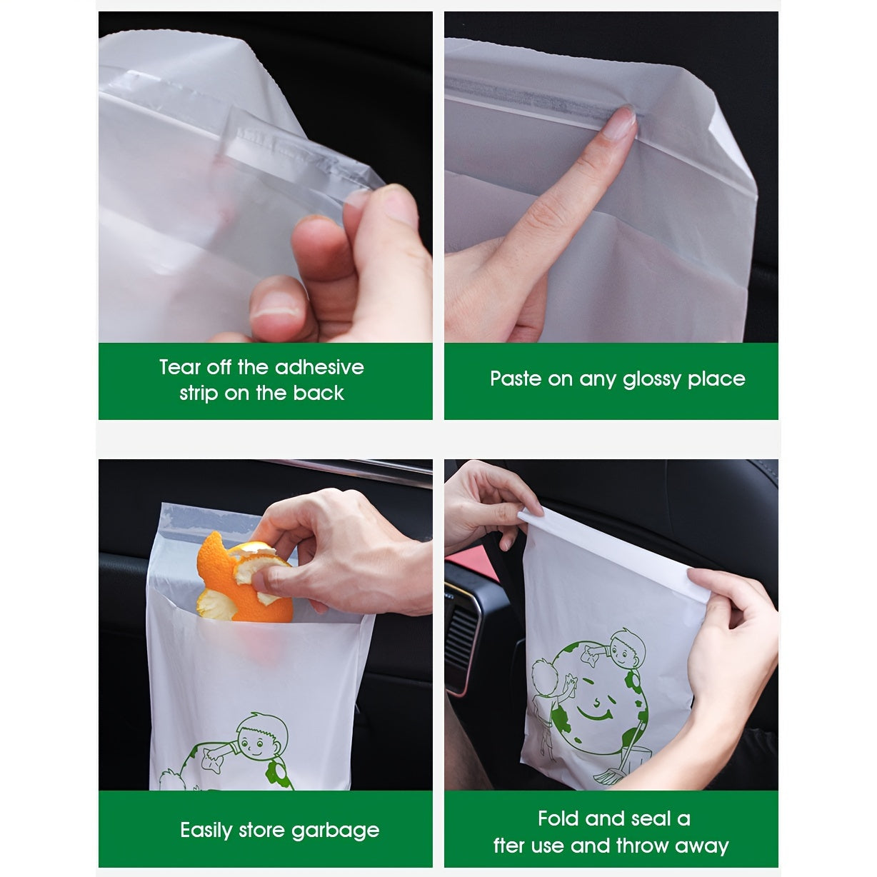 60pcs Stickable Car Garbage Bag - Portable, Disposable, and Environmentally Friendly