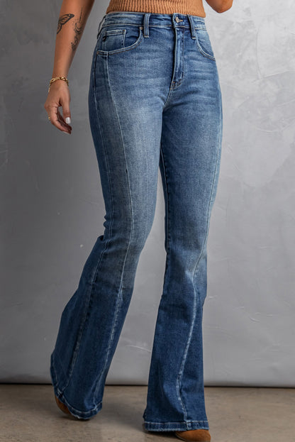 High Waist Flare Jeans with Pockets