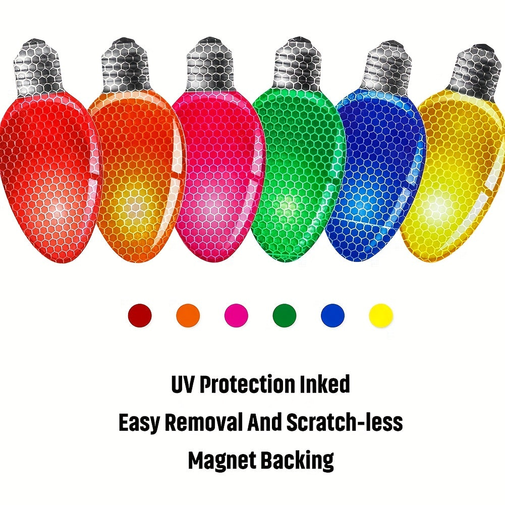 20 Piece Reflective Car Magnet Set - 12 Lights Bulb Magnets for Holiday Parties, Garages & More - Includes 8 Magnet Wires!