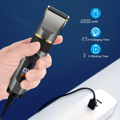 Waterproof Electric Hair Clipper with LED LCD Screen and Charging Model for Men and Husbands