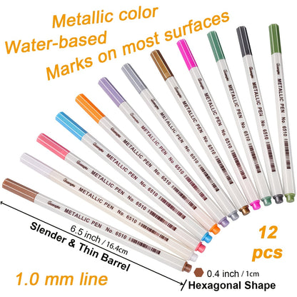 12pcs Metallic Marker Pens: Perfect for Art, Rock Painting, Easter Egg, Halloween Pumpkin, Card Making, and More!