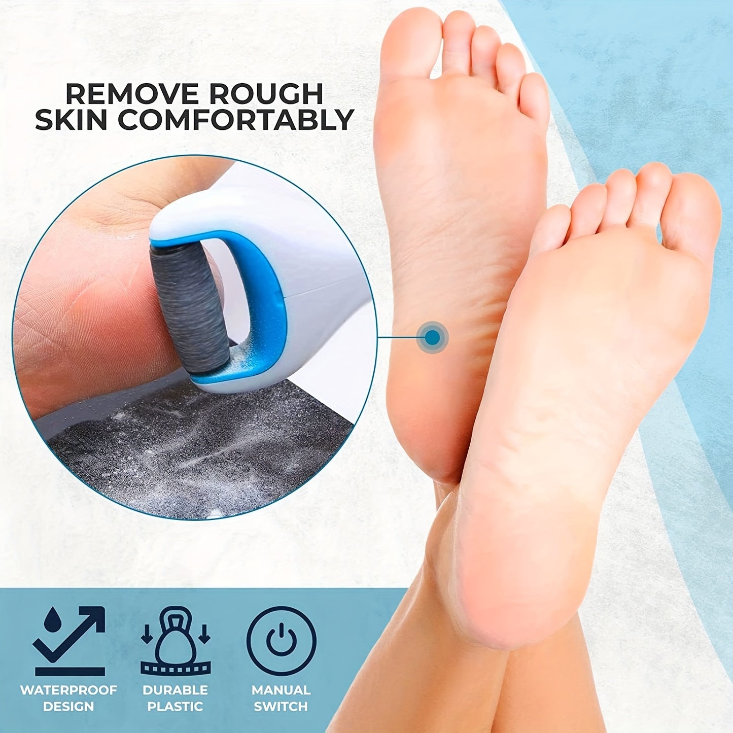 2 rolling Electric Callus Remover - USB Rechargeable Foot File for Cracked Heels and Dead Skin - Includes Multiple Grinding Heads and Cable