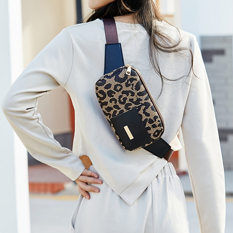 Stylish Leopard Pattern Chest Bag - Perfect for Outdoor Sports & Phone Carrying!