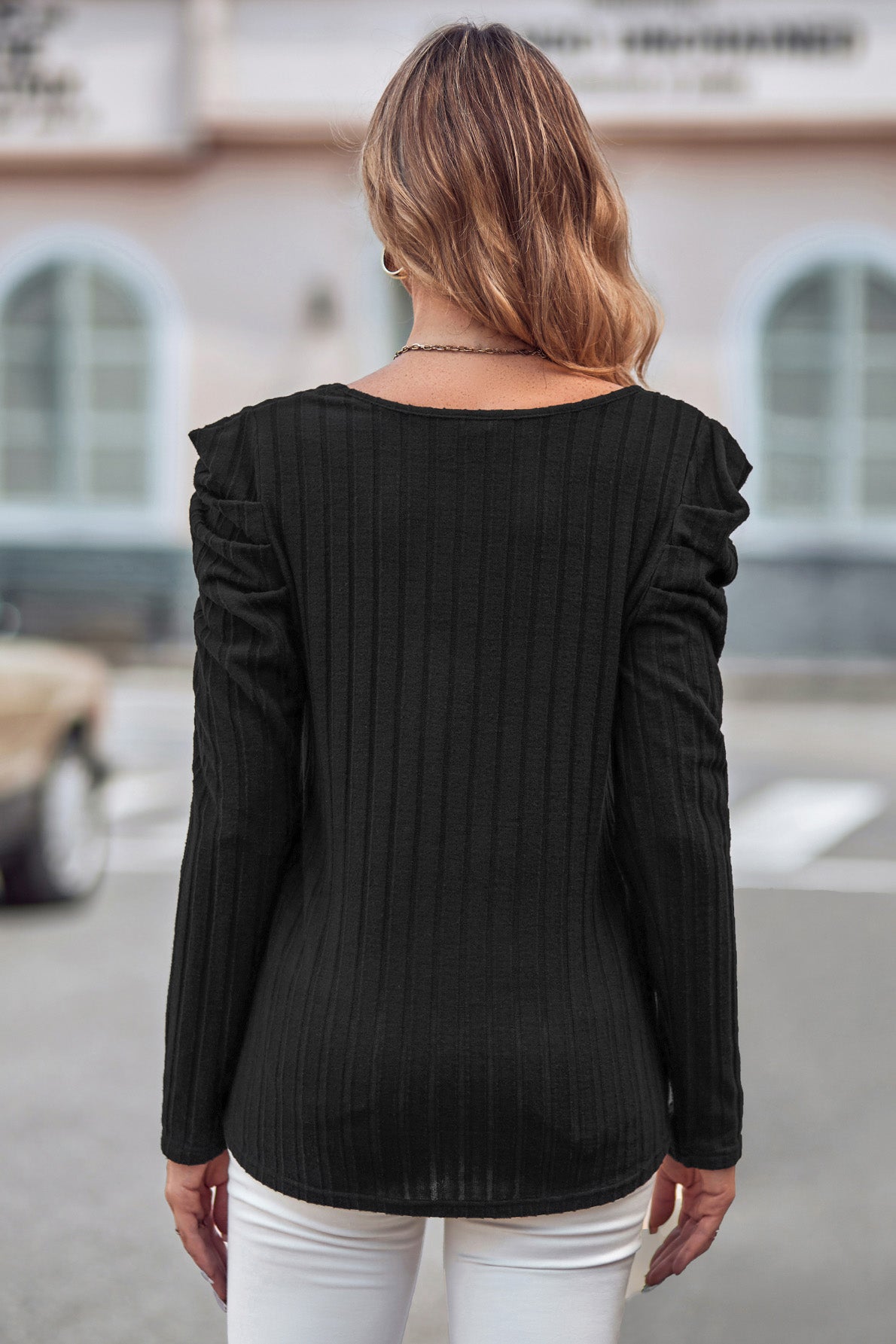 Puff Sleeve Round Neck T-Shirt