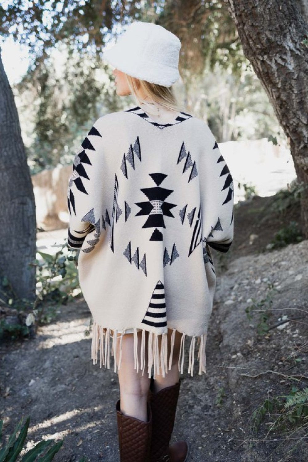 Leto Muir Woods Geometric Print Cardigan