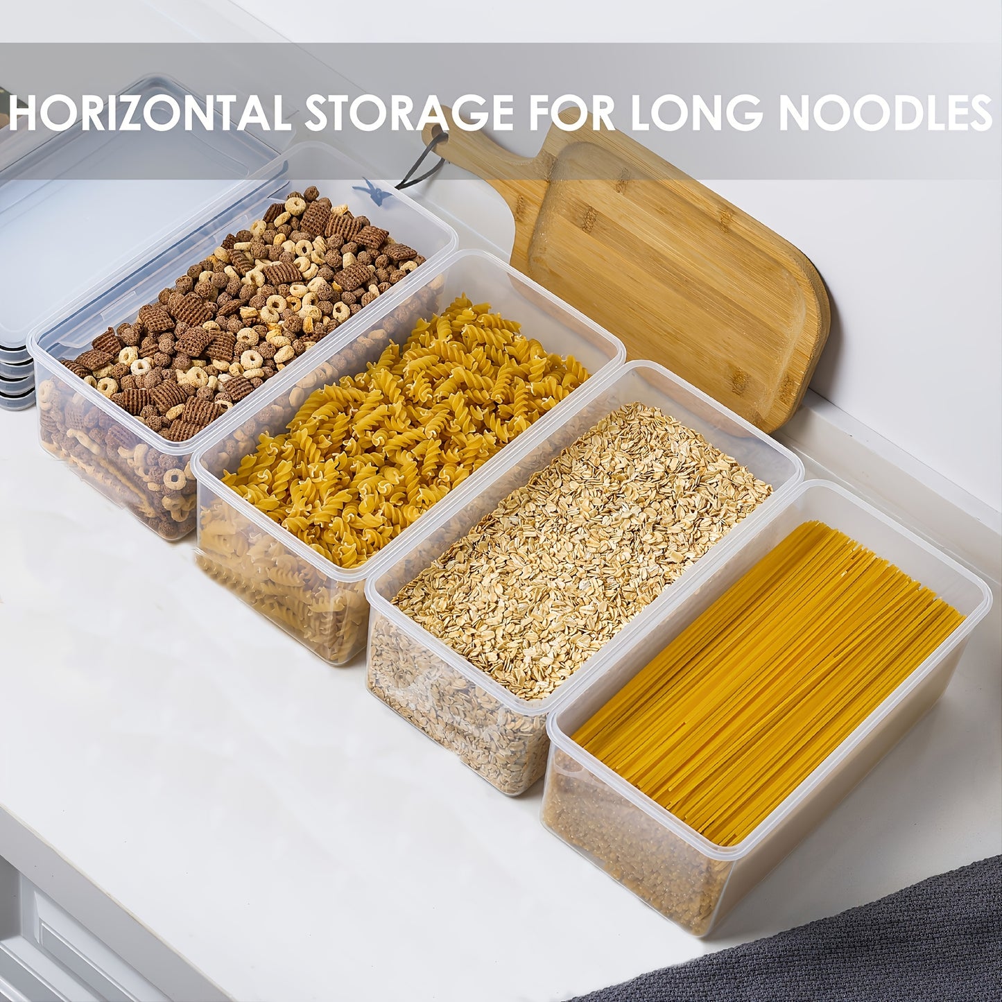 1/2/3pcs Airtight Food Storage Containers With Lids 3.2L, Plastic Spaghetti Container, PP Material BPA Free Kitchen Pantry Organization And Storage